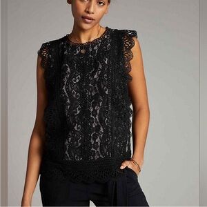 Anthropologie Eri + Ali Lace Tank Blouse in Black